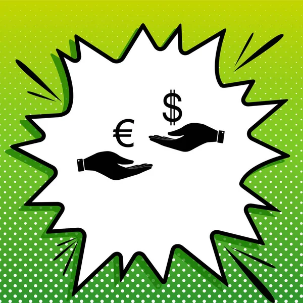 Wisselkantoor Van Hand Tot Hand Euro Dollar Zwarte Icoon Witte — Stockvector