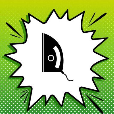 Demir işareti. Beyaz popart üzerine siyah simge Yeşil arka planda beyaz benekli sıçrama.