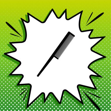 Tarak işareti. Beyaz popart üzerine siyah simge Yeşil arka planda beyaz benekli sıçrama.