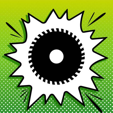 Tabela gördüm. Beyaz popart üzerine siyah simge Yeşil arka planda beyaz benekli sıçrama.