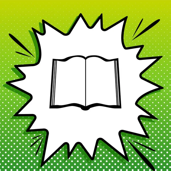 Σημάδι Βιβλίου Μαύρο Εικονίδιο Λευκό Popart Splash Πράσινο Φόντο Λευκές — Διανυσματικό Αρχείο