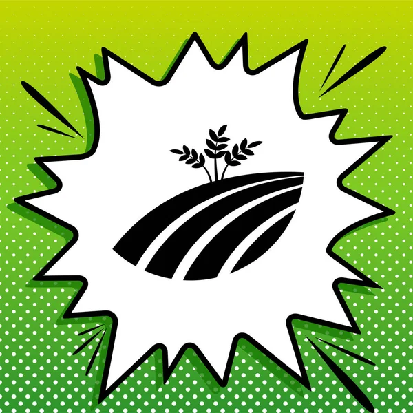 Σύμβολο Χωράφι Σιτάρι Μαύρο Εικονίδιο Λευκό Popart Splash Πράσινο Φόντο — Διανυσματικό Αρχείο