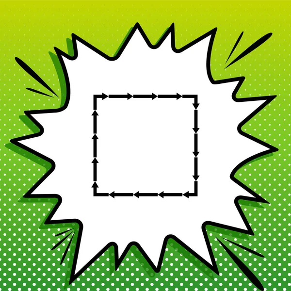 Šipka Čtvercovém Tvaru Černá Ikona Bílém Popart Splash Zeleném Pozadí — Stockový vektor