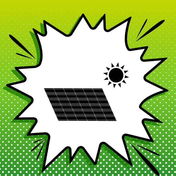 太陽エネルギーパネル エコトレンドのコンセプトサイン 白斑の黒アイコン白斑の緑の背景でスプラッシュ — ストックベクタ