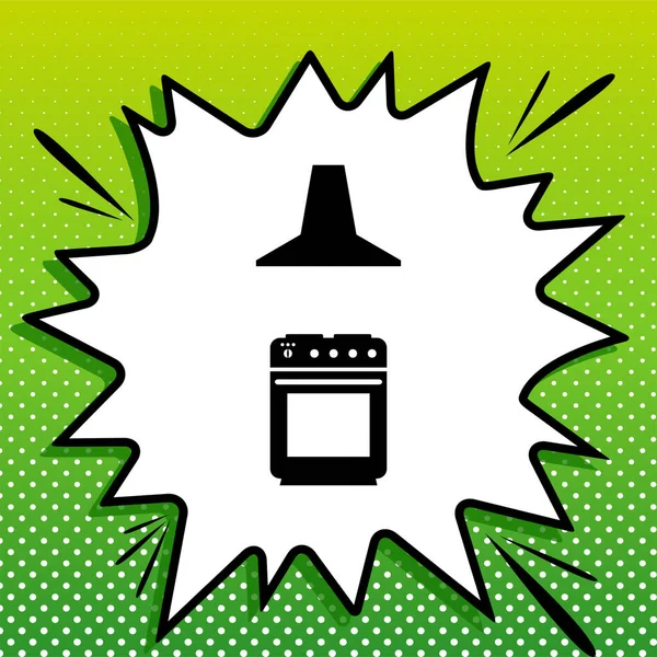 Elektrik Gaz Ocağı Mutfak Kaputu Tabelası Beyaz Popart Üzerine Siyah — Stok Vektör