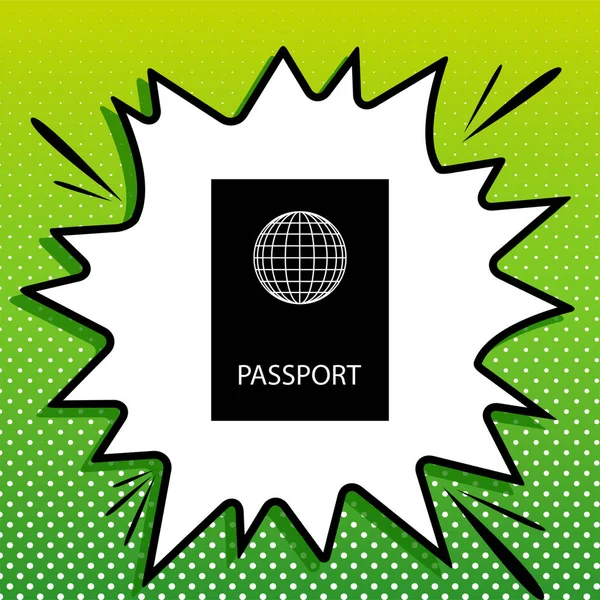 Ilustración Pasaportes Icono Negro Sobre Parte Blanca Salpicadura Fondo Verde — Vector de stock