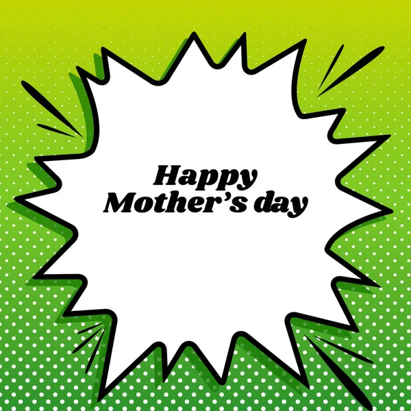 Boldog Anyák Napját Fekete Ikon Fehér Popart Splash Zöld Háttér — Stock Vector