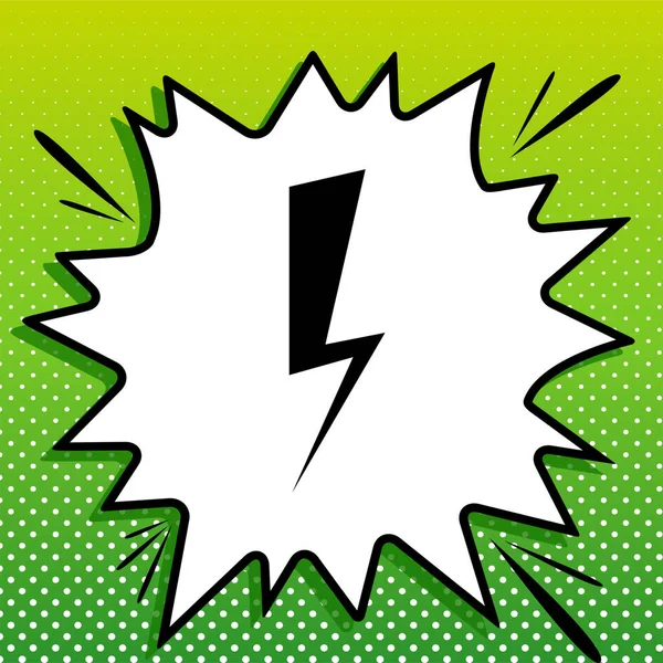 Lightning Icon Zeichen Schwarze Ikone Auf Weißem Popart Splash Auf — Stockvektor