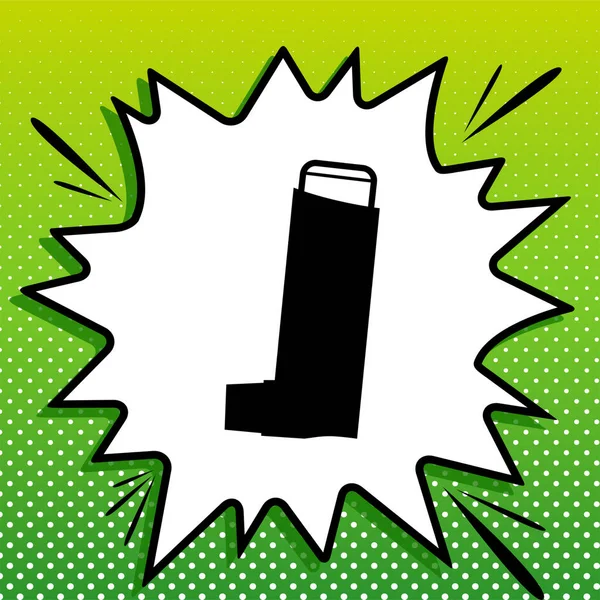Inhalateur Pour Signe Asthme Icône Noire Sur Popart Blanc Splash — Image vectorielle