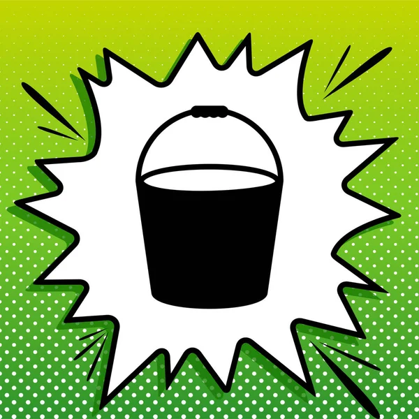 Πινακίδα Κάδου Μαύρο Εικονίδιο Λευκό Popart Splash Πράσινο Φόντο Λευκές — Διανυσματικό Αρχείο