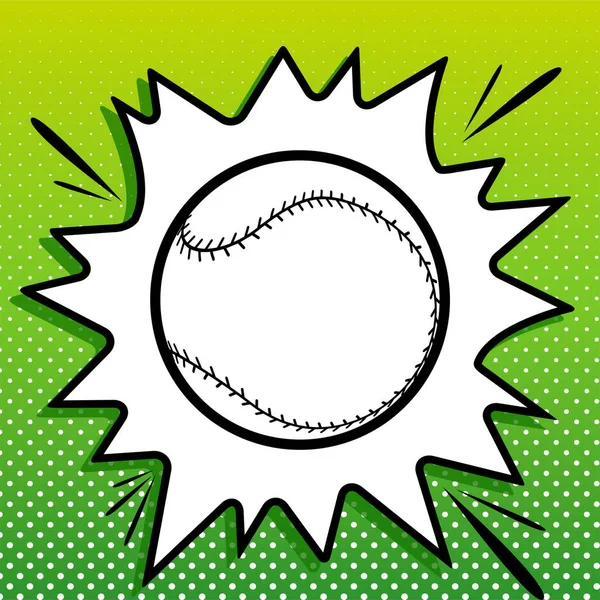 Baseball Ball Sign Black Icon White Popart Splash Green Background — Stock Vector