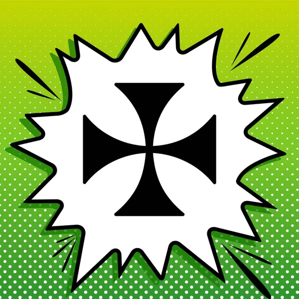 Signe Croix Maltais Icône Noire Sur Popart Blanc Splash Sur — Image vectorielle