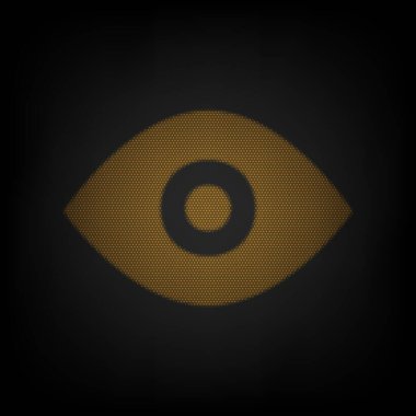 Göz işareti çizimi. Karanlıktaki küçük turuncu ampulün ızgarası gibi simge.