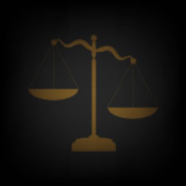 Adalet pulları işareti. Karanlıktaki küçük turuncu ampulün ızgarası gibi simge.