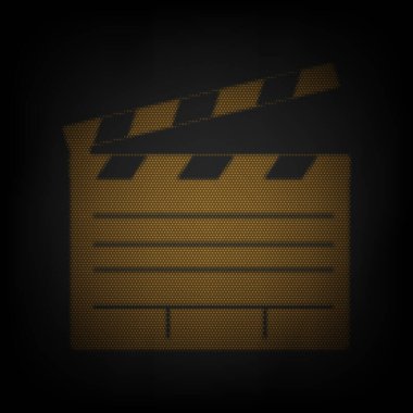 Film panosu sinema tabelası. Karanlıktaki küçük turuncu ampulün ızgarası gibi simge.