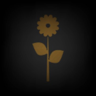 Çiçek tabelası çizimi. Karanlıktaki küçük turuncu ampulün ızgarası gibi simge.