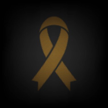 Siyah farkındalık şeridi işareti. Karanlıktaki küçük turuncu ampulün ızgarası gibi simge.
