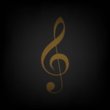 Kemancı anahtarı işareti. Sol-kol. Üçlü anahtar. Karanlıktaki küçük turuncu ampulün ızgarası gibi simge.