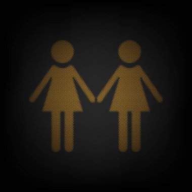 Lezbiyen aile işareti. Karanlıktaki küçük turuncu ampulün ızgarası gibi simge.