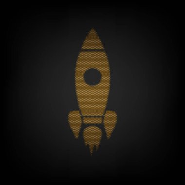 Roket işareti çizimi. Karanlıktaki küçük turuncu ampulün ızgarası gibi simge.