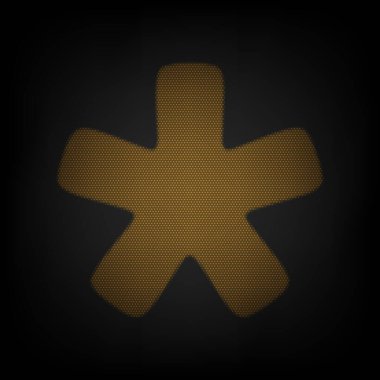 Asterisk yıldız işareti. Karanlıktaki küçük turuncu ampulün ızgarası gibi simge.