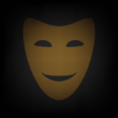 Komedi teatral maskeler. Karanlıktaki küçük turuncu ampulün ızgarası gibi simge.