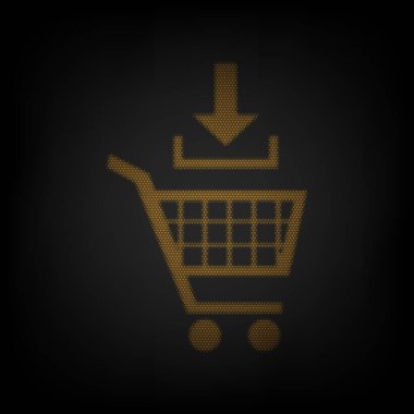 Alışveriş arabası tabelasına ekle. Karanlıktaki küçük turuncu ampulün ızgarası gibi simge.