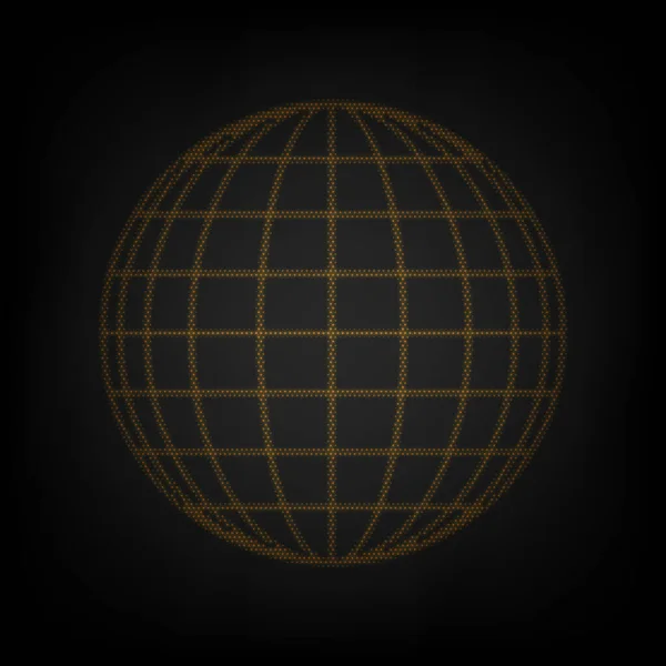 Earth Globe Zeichen Ikone Als Gitter Aus Kleinen Orangen Glühbirnen — Stockvektor