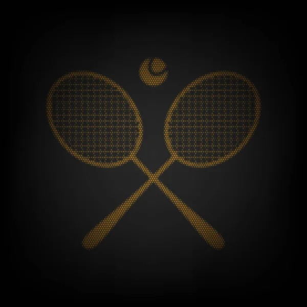 Dos Raquetas Tenis Con Rótulo Pelota Icono Como Rejilla Pequeña — Vector de stock