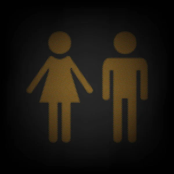 Чоловічий Жіночий Знак Ікона Сітка Маленької Помаранчевої Лампочки Темряві — стоковий вектор