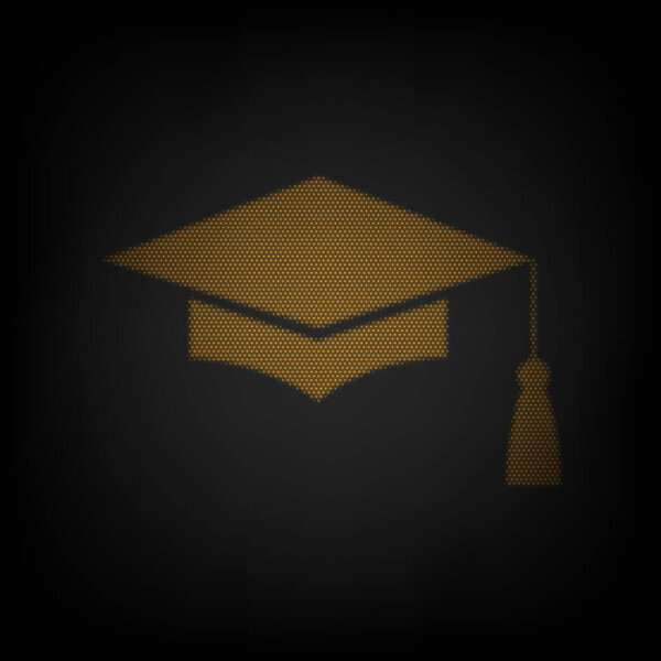 Доска или градирня, символ образования. Икона в виде сетки из маленькой оранжевой лампочки в темноте
.