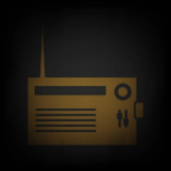 Ραδιοφωνική Απεικόνιση Εικονίδιο Πλέγμα Του Μικρού Πορτοκαλί Λαμπτήρα Στο Σκοτάδι — Διανυσματικό Αρχείο