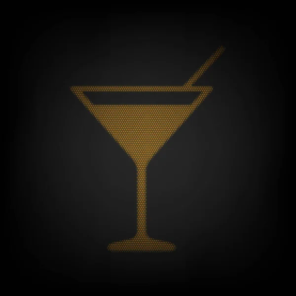 Cocktail Sinal Ilustração Ícone Como Grade Pequena Lâmpada Laranja Escuridão —  Vetores de Stock