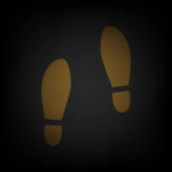 鞋底印迹 图标是黑暗中橙色小灯泡的网格 — 图库矢量图片