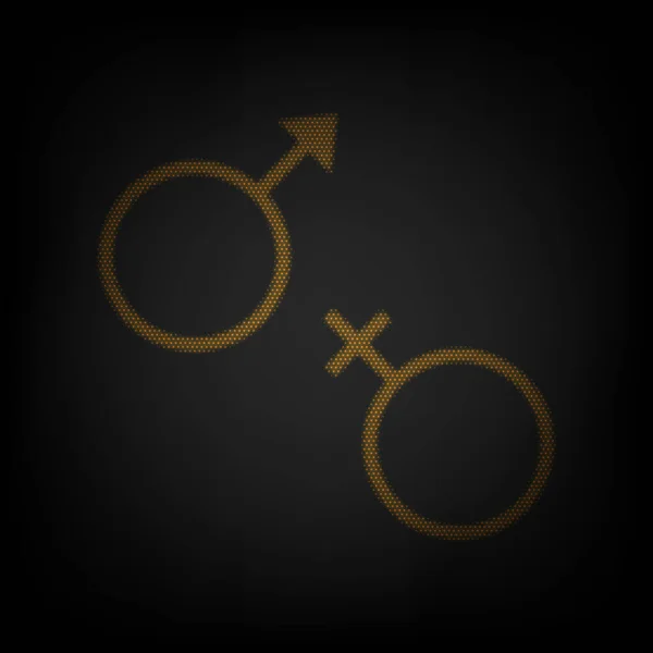 Σεξ Σύμβολο Εικονίδιο Πλέγμα Του Μικρού Πορτοκαλί Λαμπτήρα Στο Σκοτάδι — Διανυσματικό Αρχείο