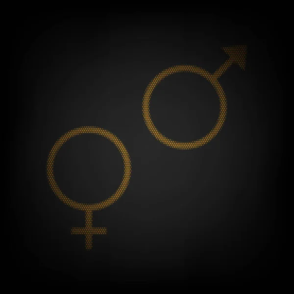 Sex Symbol Sign Icon Grid Small Orange Light Bulb Darkness — Stock Vector