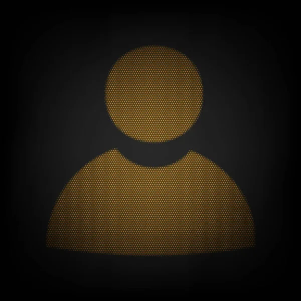 Иллюстрация Знака Пользователя Икона Виде Сетки Маленькой Оранжевой Лампочки Темноте — стоковый вектор