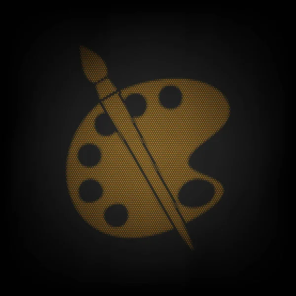 Палітра Знак Пензля Ікона Сітка Маленької Помаранчевої Лампочки Темряві — стоковий вектор