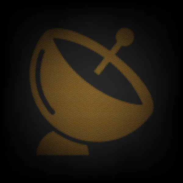 衛星放送の看板 暗闇の中の小さなオレンジ色の電球のグリッドとしてのアイコン — ストックベクタ