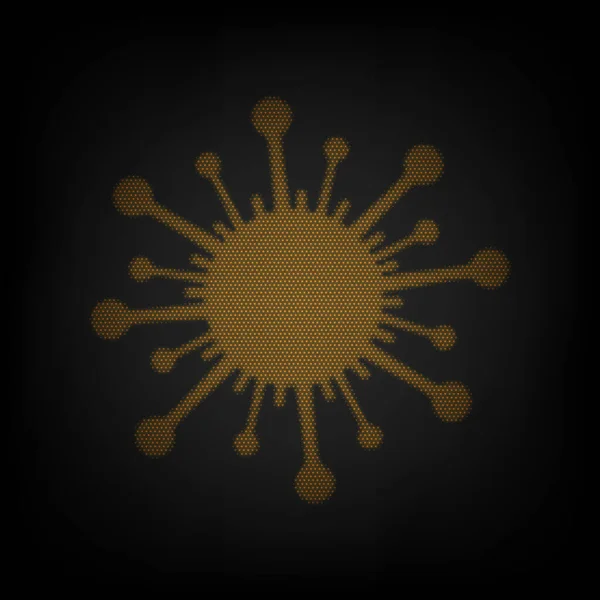 ウイルス標識イラスト 暗闇の中の小さなオレンジ色の電球のグリッドとしてのアイコン — ストックベクタ