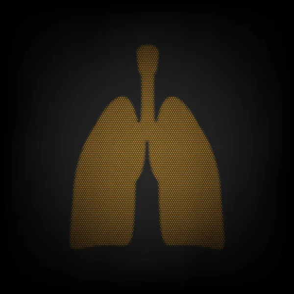 解剖学だ 肺のサインだ 暗闇の中の小さなオレンジ色の電球のグリッドとしてのアイコン — ストックベクタ