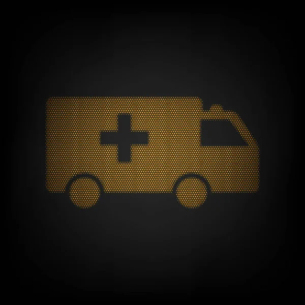 Ambulance Sign Illustration Icon Grid Small Orange Light Bulb Darkness — Stock Vector