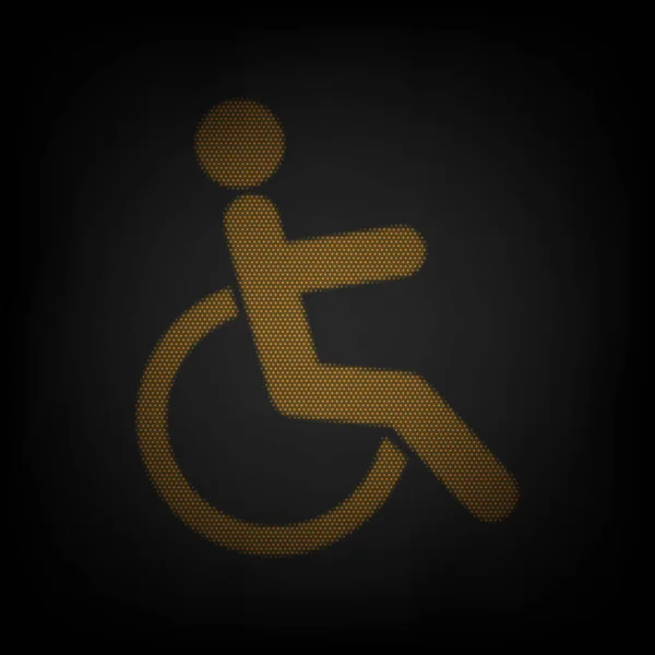 残疾标志示例 图标是黑暗中橙色小灯泡的网格 — 图库矢量图片