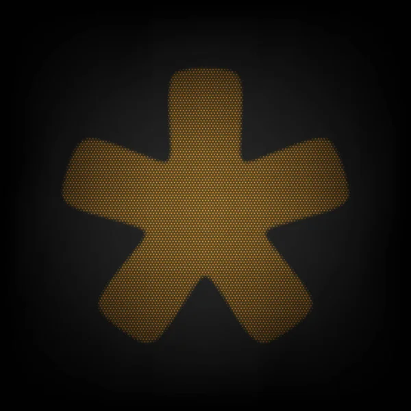 Signo Estrella Asterisco Icono Como Rejilla Pequeña Bombilla Naranja Oscuridad — Archivo Imágenes Vectoriales