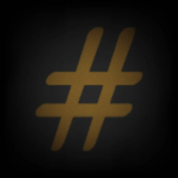Hashtag符号示例 图标是黑暗中橙色小灯泡的网格 — 图库矢量图片