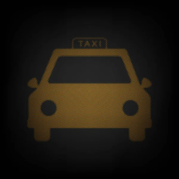 Ілюстрація Таксі Ікона Сітка Маленької Помаранчевої Лампочки Темряві — стоковий вектор
