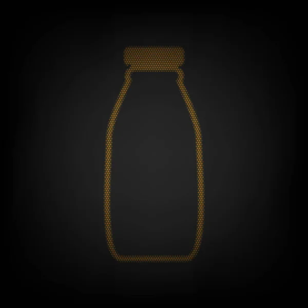 Znak Butelki Mleka Ikona Jako Siatka Małej Pomarańczowej Żarówki Ciemności — Wektor stockowy