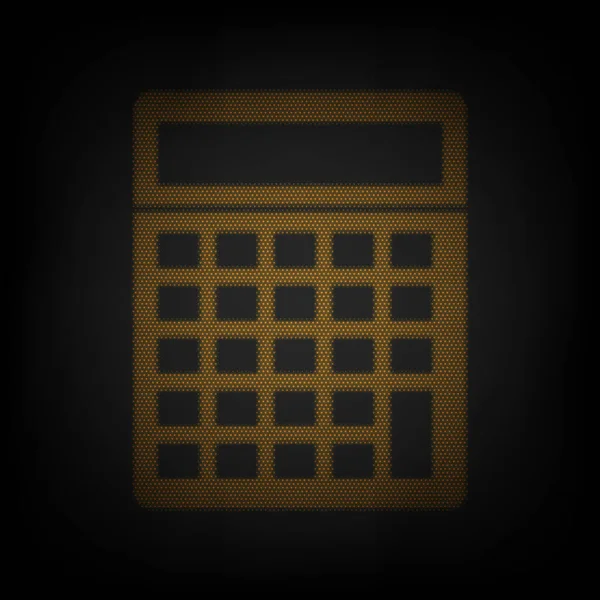 Calculator Eenvoudig Teken Ikoon Als Raster Van Kleine Oranje Gloeilamp — Stockvector