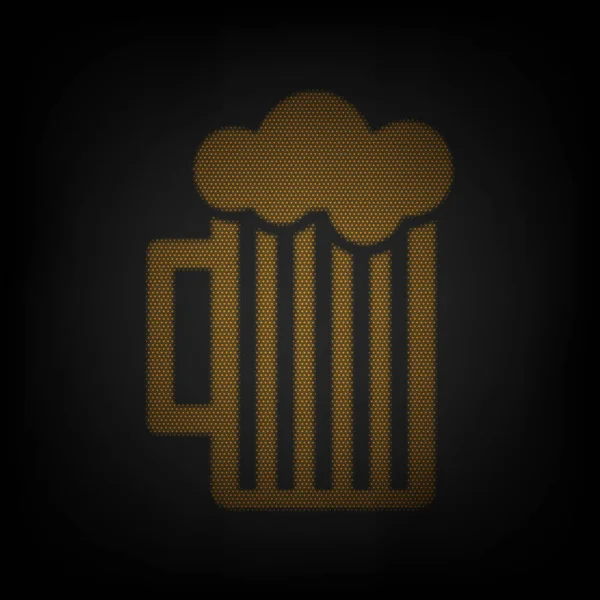 Signo Cerveza Icono Como Rejilla Pequeña Bombilla Naranja Oscuridad — Archivo Imágenes Vectoriales