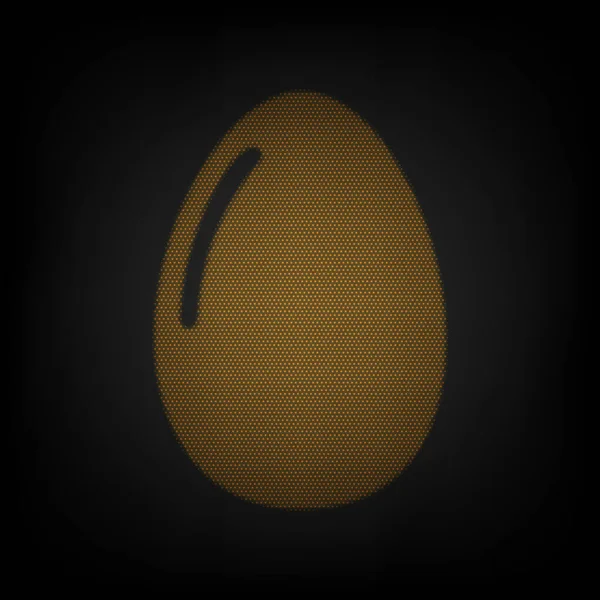 鶏の卵のサイン 暗闇の中の小さなオレンジ色の電球のグリッドとしてのアイコン — ストックベクタ